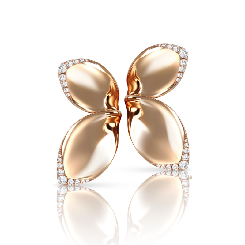 PASQUALE BRUNI 18K ROSE GOLD DIAMOND GIARDINI SEGRETI EARRINGS DIA-0.59. GLD-20.14