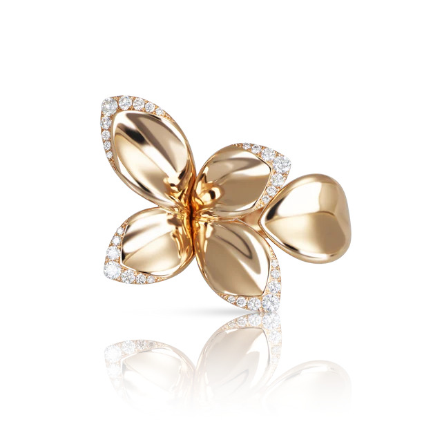 PASQUALE BRUNI 18K ROSE GOLD DIAMOND GIARDINI SEGRETI RING SIZE 12 DIA-0.50, GLD. 