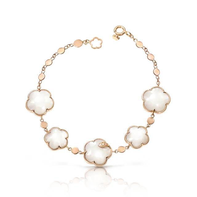 PASQUALE BRUNI 18K ROSE GOLD TON JOLI MOP BRACELET DIA-0.04, MOP-15.14,GLD-6.27. 