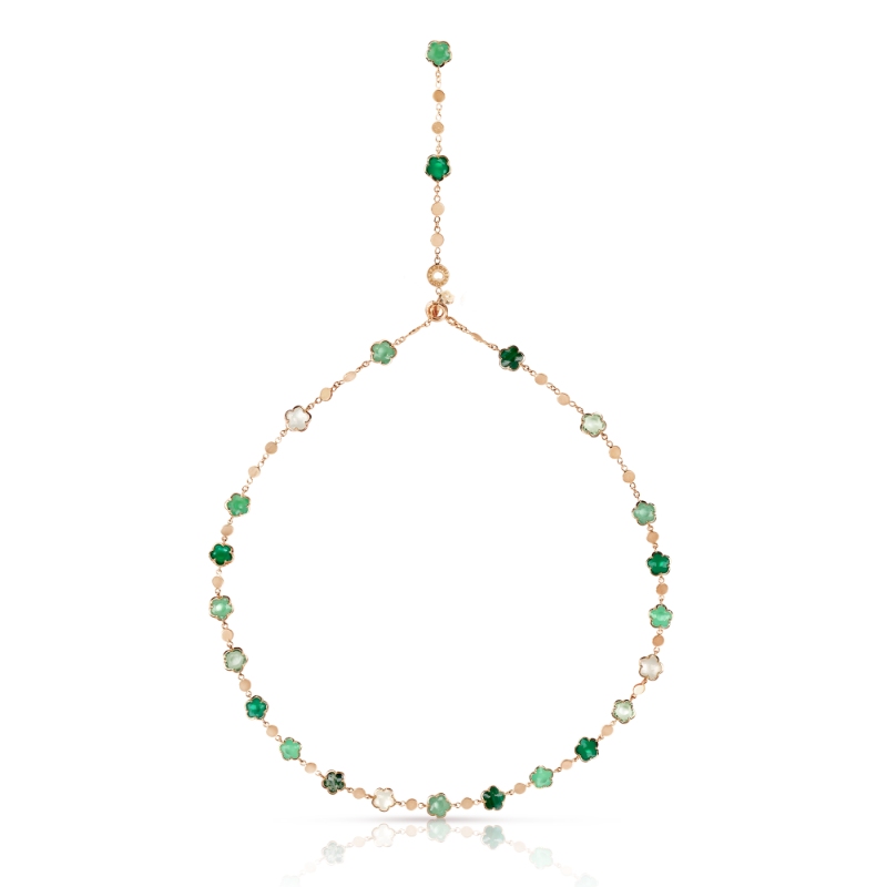 PASQUALE BRUNI 18K ROSE GOLD FIGLIA DEI FIORI GREEN,LT.GREEN AND MOP STONES. NECKLACE GLD-8.00 OTHER STONES-13.00