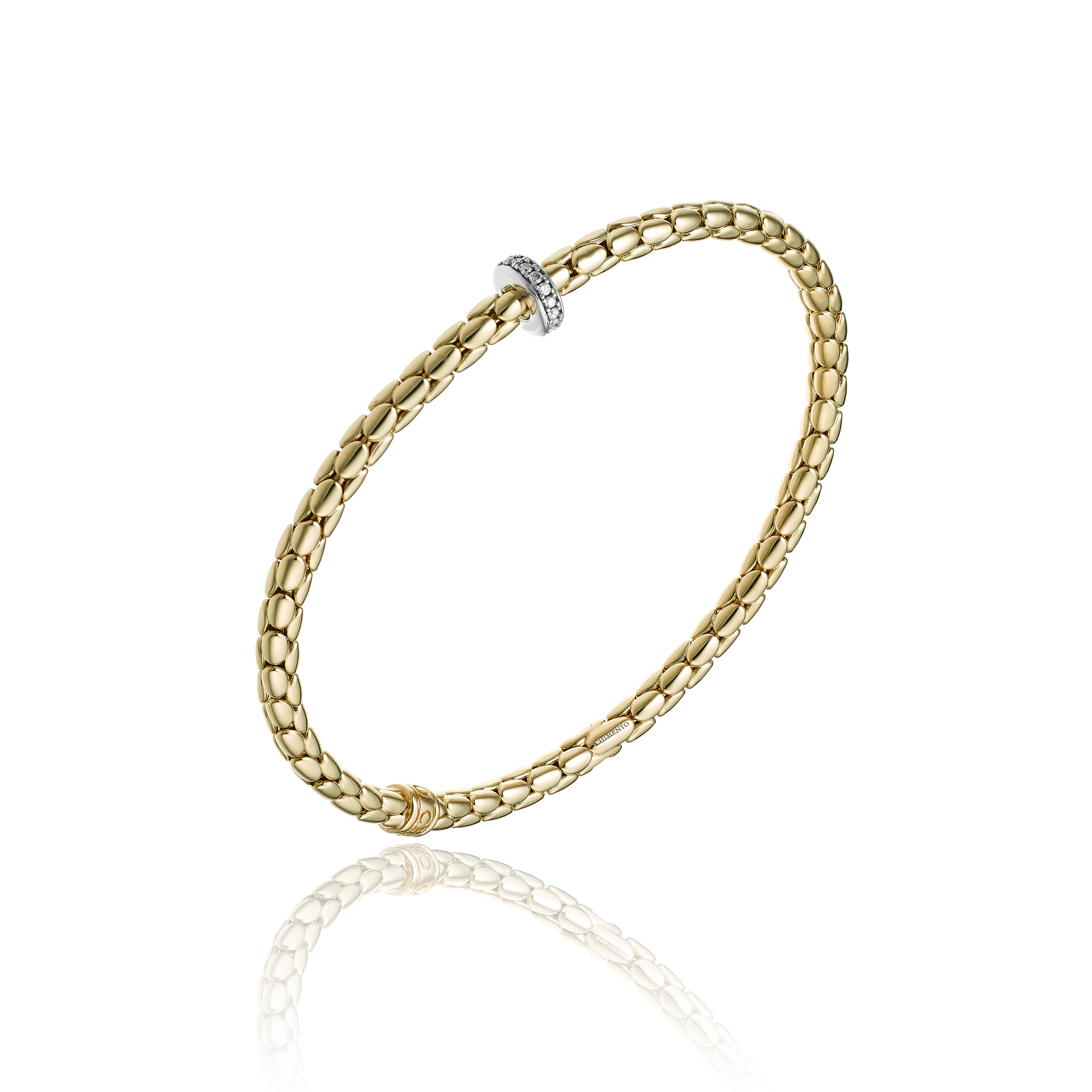 CHIMENTO 18K YELLOW GOLD STRETCH SPRING BRACELET. 
