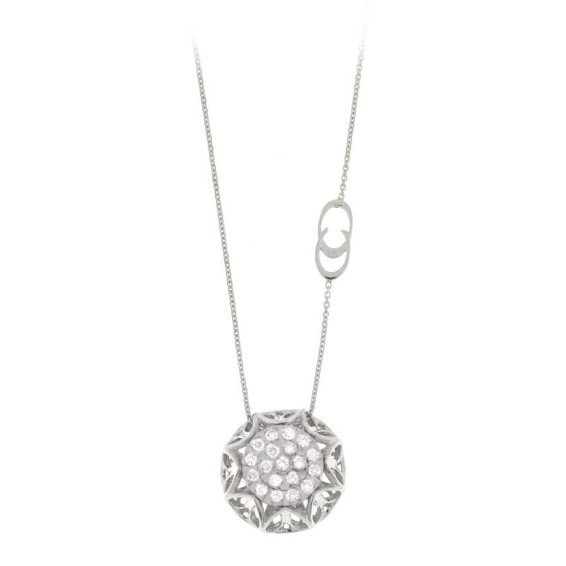 CHIMENTO CALEIDOS DIAMOND CLUSTER PENDANT ON 18K WHITE GOLD CHAIN