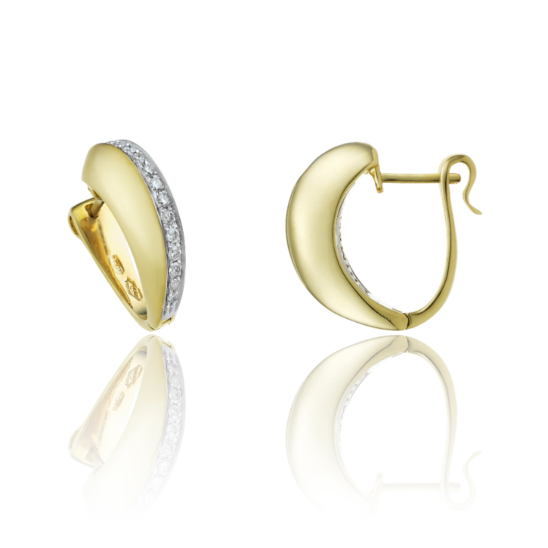 18K YELLOW GOLD STRETCH VOLTA EARRINGS WITH DIAMONDS 0.29CT. 