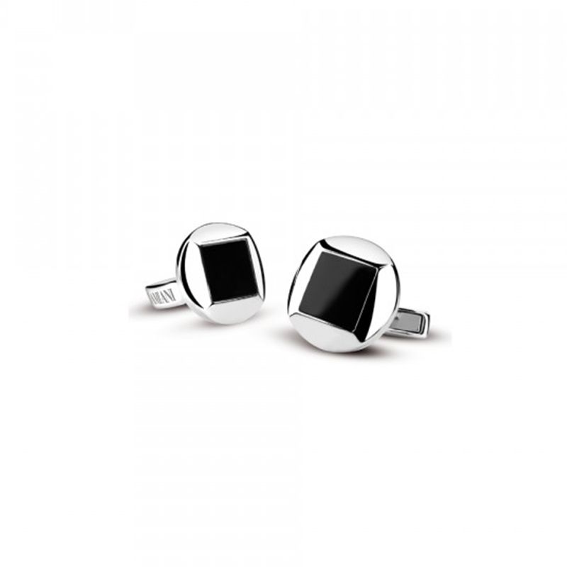 DAMIANI D.SIDE SILVER AND ONYX CUFFLINKS