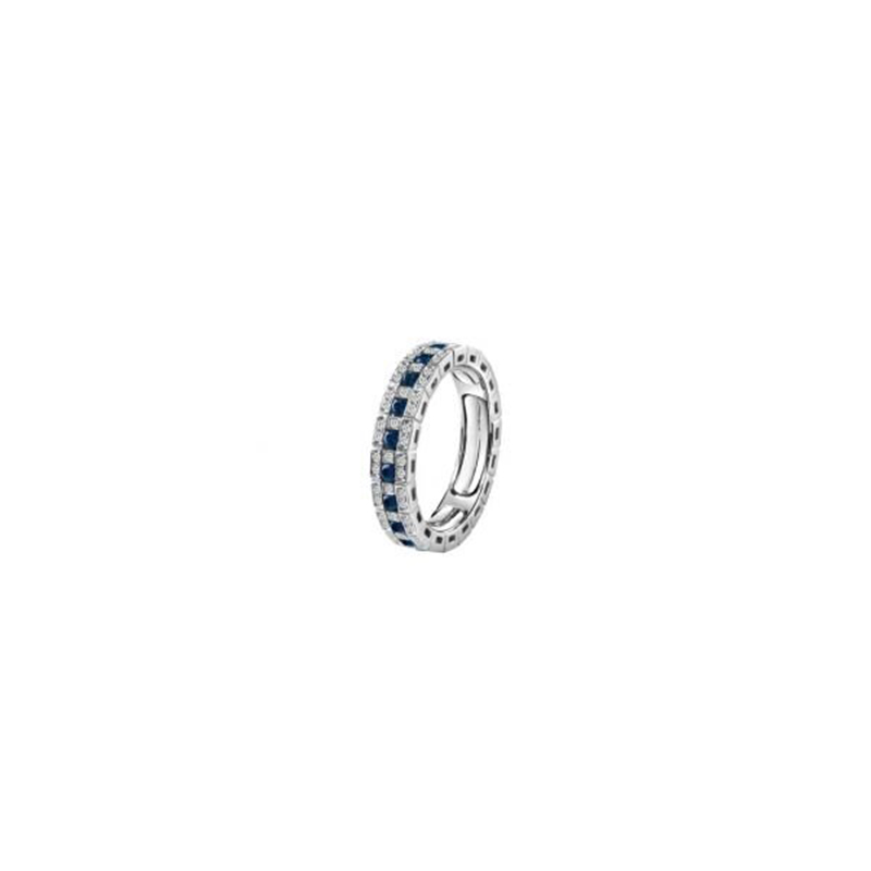 18K WHITE GOLD DIAMOND AND SAPPHIRE BELLE EPOQUE WEDDING BAND