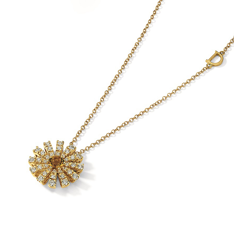 18K YELLOW GOLD MARGHERITA DIAMOND AND CITRIN PENDANT 0.5640. 