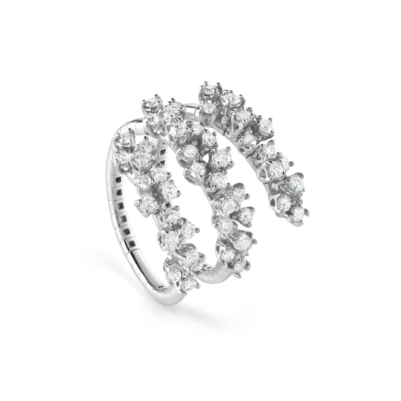 18K WHITE GOLD DIAMOND 3 WRAP MIMOSA RING SIZE 12-14 DIA-1.1900. 