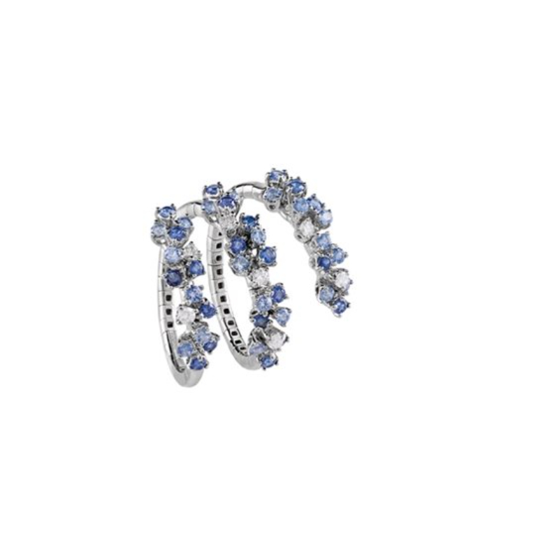 DAMIANI 18K WHITE GOLD MIMOSA DIAMOND AND SAPPHIRE RING 0.1500,SAPH-1.250. 