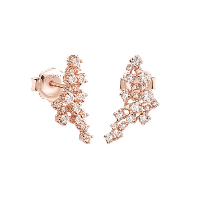 DAMIANI 18K ROSE GOLD MIMOSA EARRINGS WITH DIAMONDS DIA-0.54 GLD-3.50. 