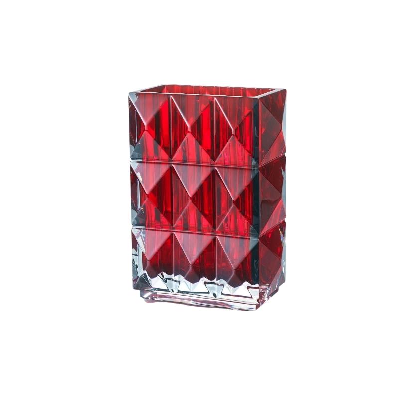 RED LOUXOR RECTANGULAR VASE. 