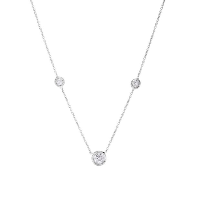Roberto Coin 18K White Gold Diamond 3 Station necklace .38ctw. 