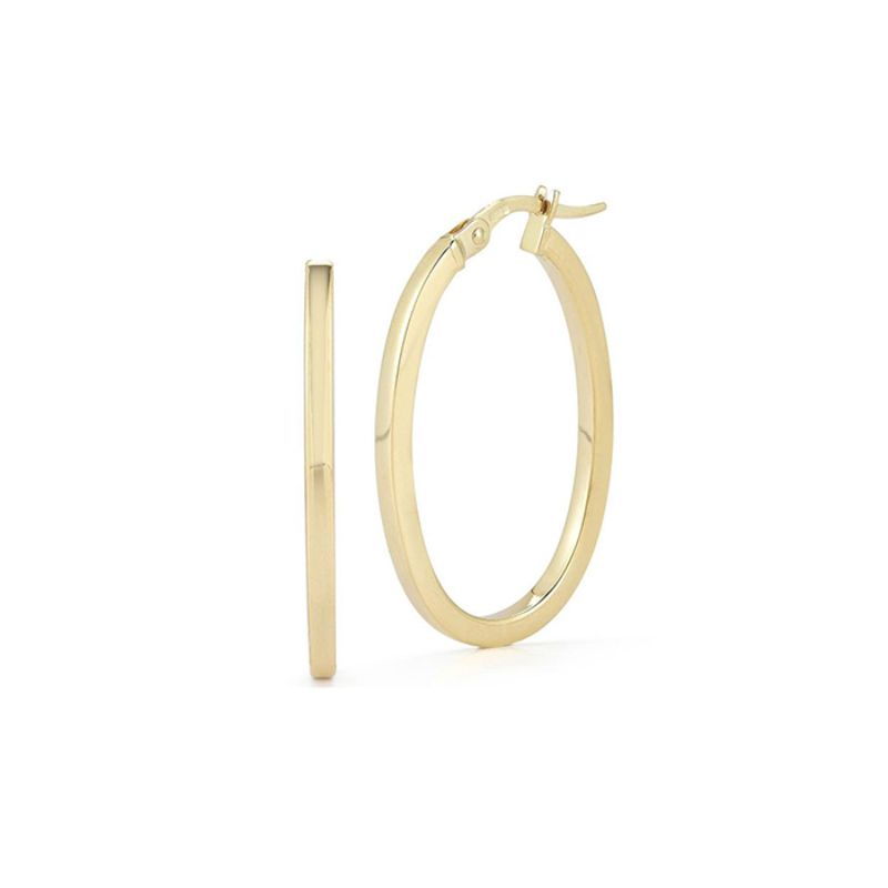 ROBERTO COIN 18K YELLOW GOLD THE PERFECT HOOP® SMALL SQUARE-EDGED OVAL EARRINGS.