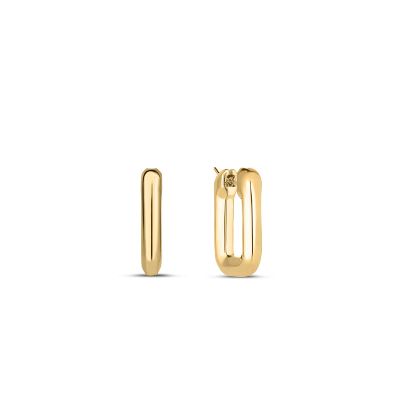 Designer Gold Small Square Hoop Earrings in 18k Yellow Gold