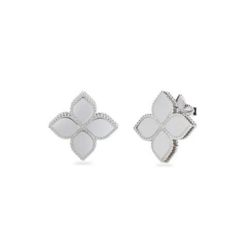 Roberto Coin 18K White Gold Princess Flower Medium Stud Earrings