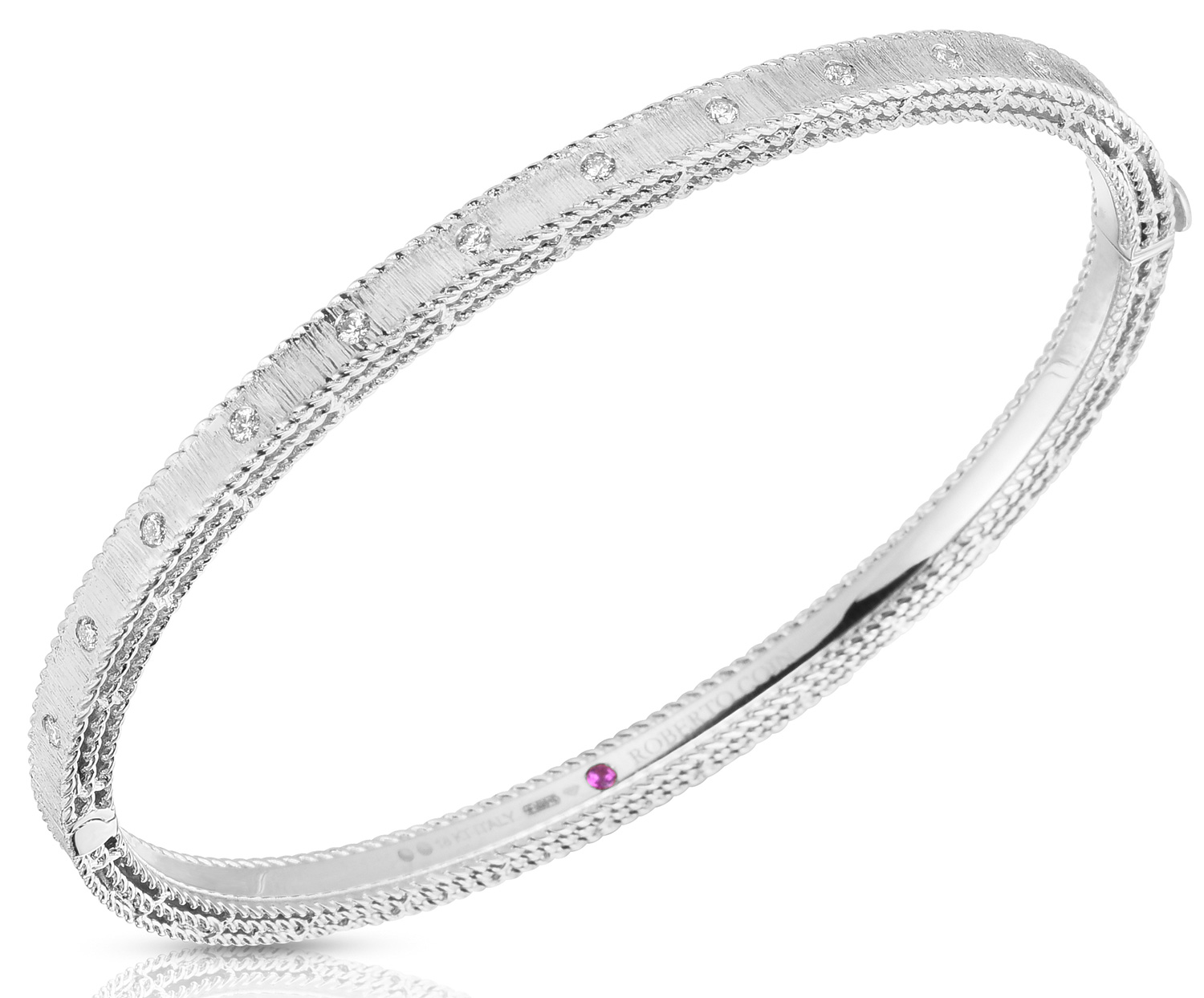 18K WHITE GOLD DIAMOND PRINCESS BANGLE 48X58 .17CTW. 
