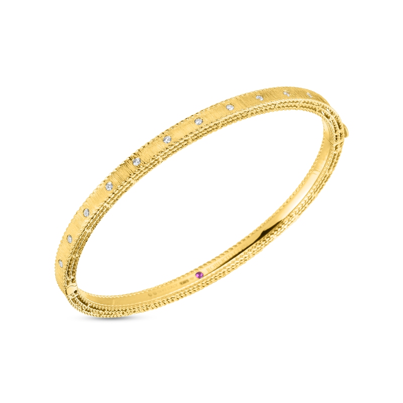 Roberto Coin 18K Yellow Gold Diamond Princess Bangle 48x58 .17ctw. 