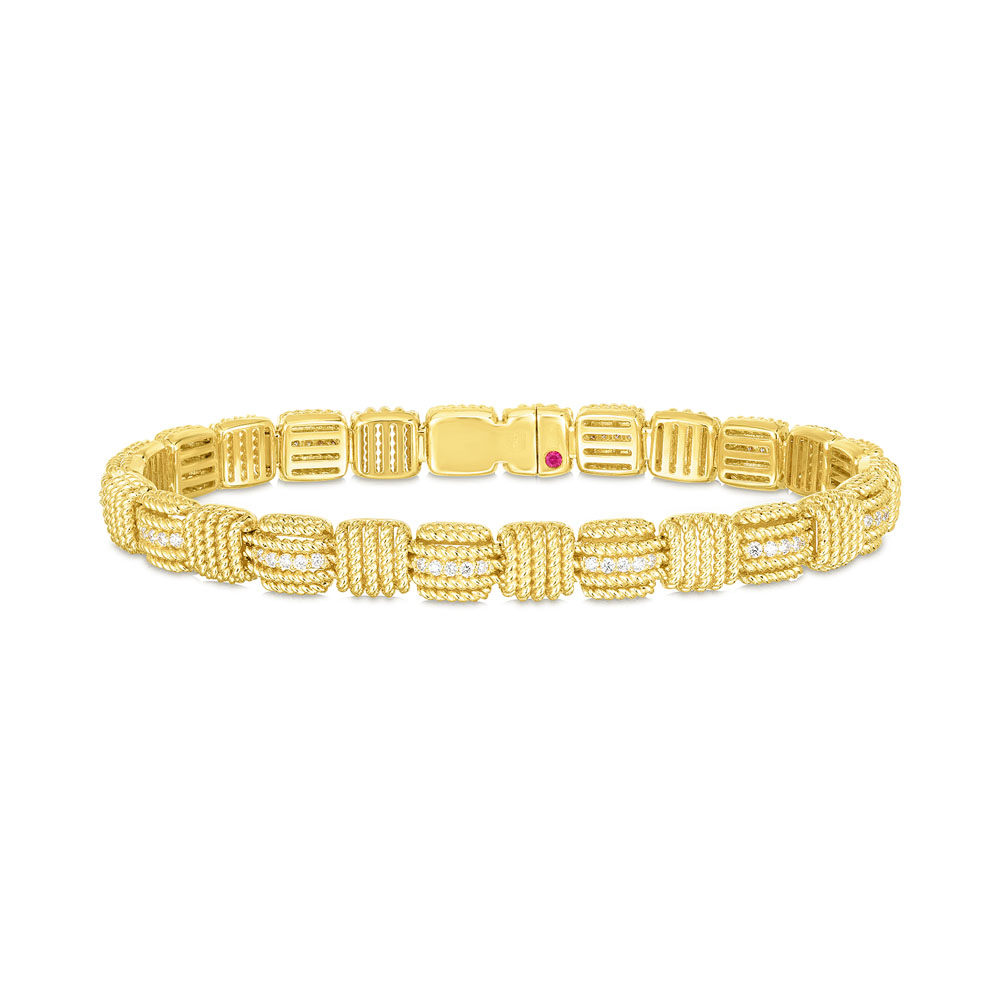 Oera Large Bracelet - Yellow Gold, Paved with Diamonds