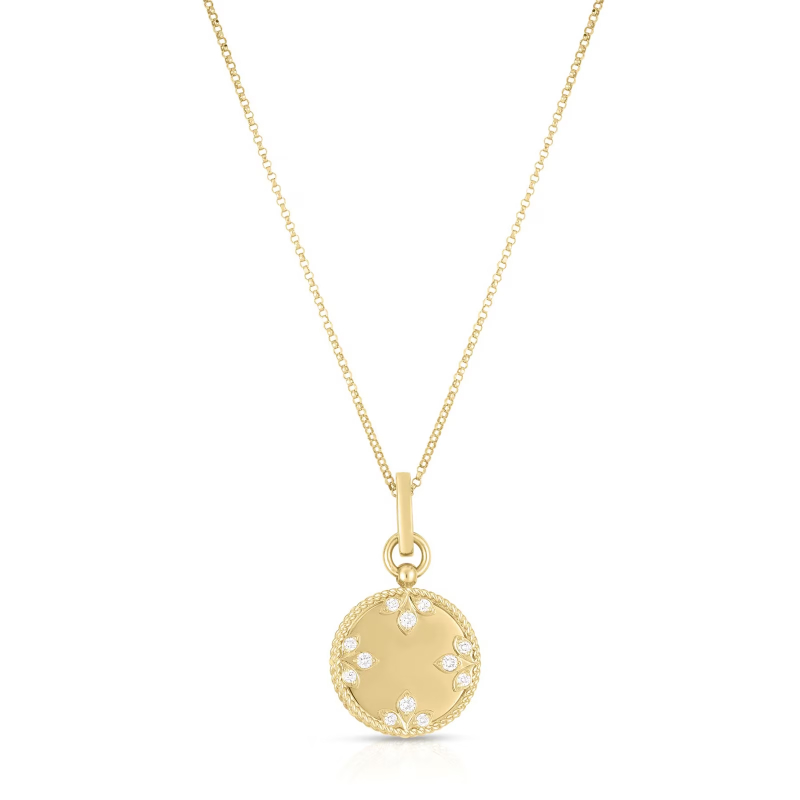 Roberto Coin 18k Yellow Gold Diamond Medallion Necklace .20ctw. 