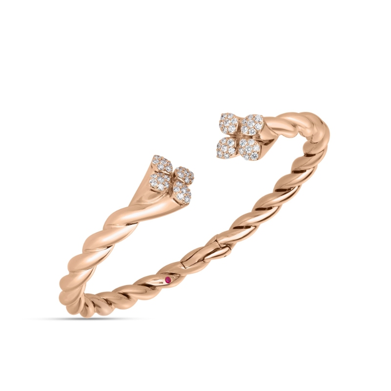 ROBERTO COIN 18K ROSE GOLD DIAMOND BANGLE LOVE IN VERONA DIA 0.63. 