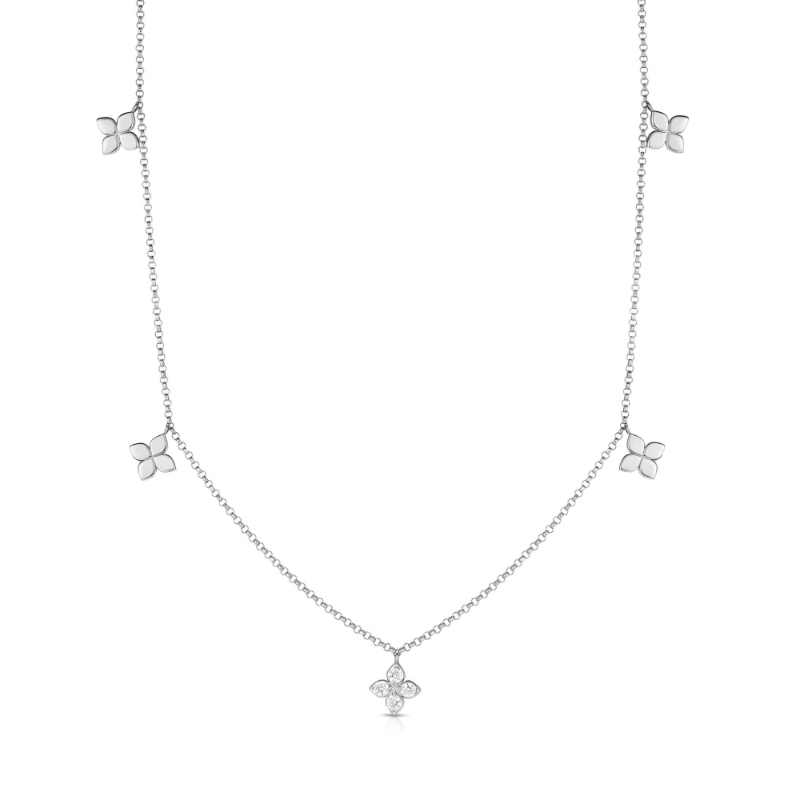 Roberto Coin 18k White Gold Diamond Love By The Inch Necklace .08ctw. 