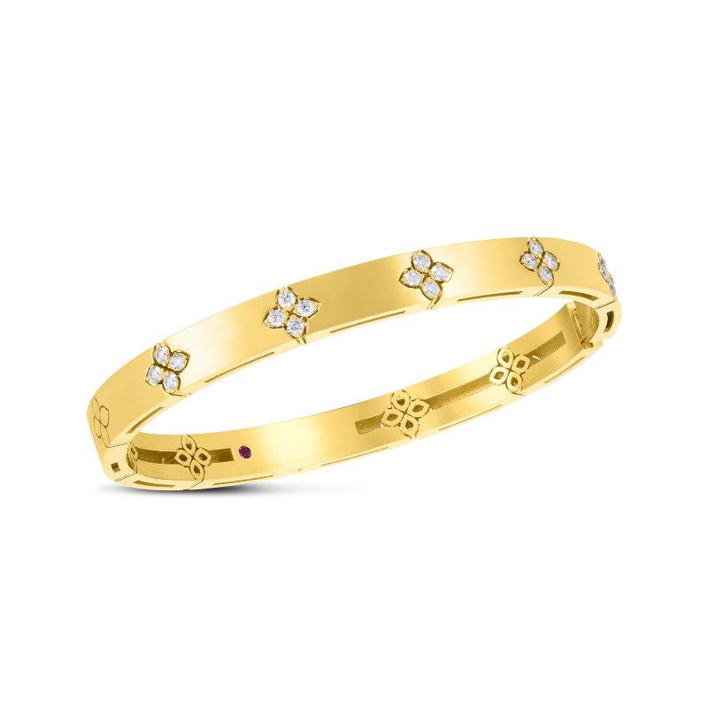 ROBERTO COIN 18K YELLOW GOLD DIAMOND LOVE IN VERONA BANGLE 48X58 0.45CTW. 