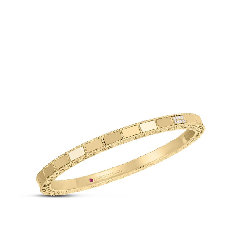 Roberto Coin 18k Yellow Gold Diamond Mosaic Bangle 48x58 .05ctw. 
