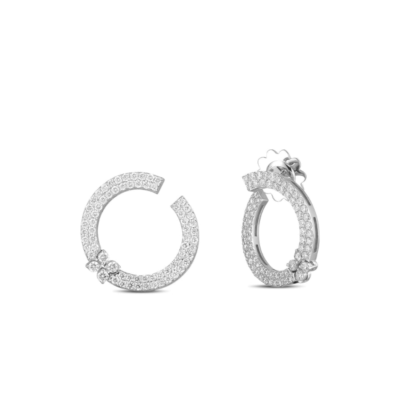 Roberto Coin 18K White Gold Love in Verona Diamond Earrings 1.32ctw. 
