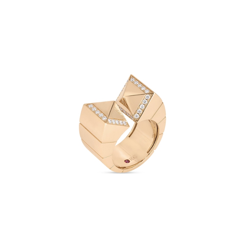 18K ROSE GOLD OBELISCO RING WITH DIAMOND ACCENTS 0.38. 