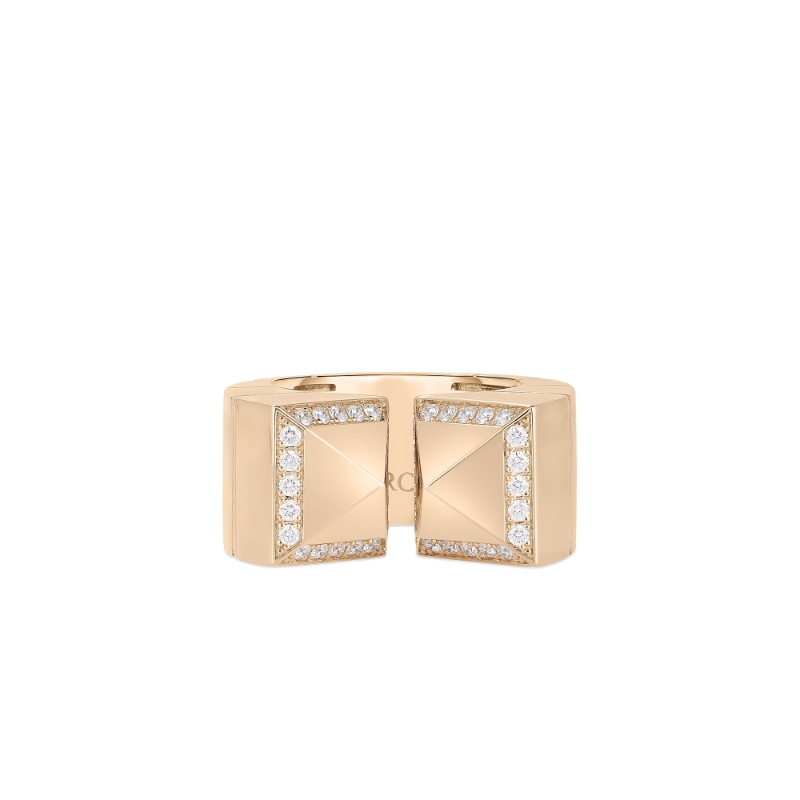 ROBERTO COIN 18K ROSE GOLD DIAMOND SAUVAGE PRIVE RING 0.38. 