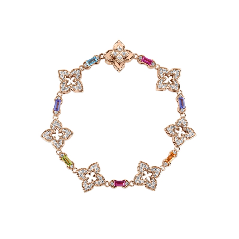 ROBERTO COIN 18K ROSE GOLD VENITIAN PRINCESS CARNAVAL DIAMOND AND 4 OTHER STONE. BRACELET BTOP-0.23, CITR-0.15,DIAM-1.43, PER-0.18, RUB-0.37,TANZ-0.40