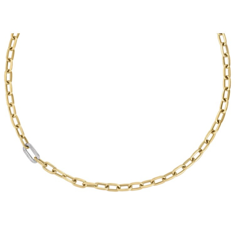 Roberto Coin 18k Yellow White Gold Chain w/Diamond Link Neclace .25ctw. 
