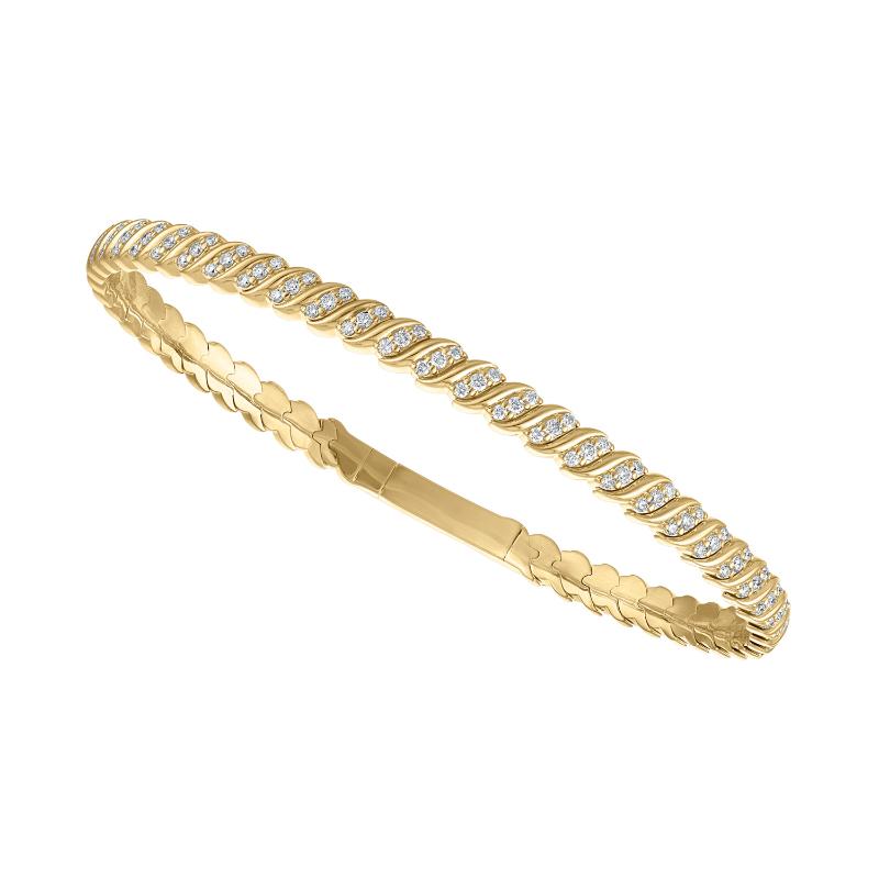 The 14k Yellow Gold Broadway Flexi Eternity Bangle with Diamonds. 1.05ctw