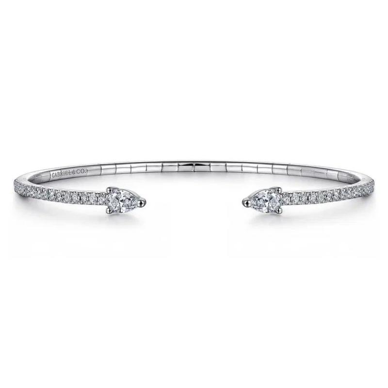 GABRIEL & CO 14K WHITE GOLD ARROW DIAMOND CUFF BRACELET LUSSO COLLECTION  G-H. DIA-0.51 SI-0.51, SIZE 6.25