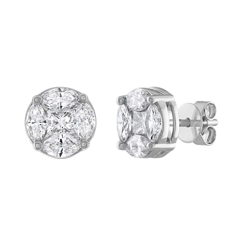 The Maiden Lane 14k White Gold and Diamond Studs. 2.15ctw