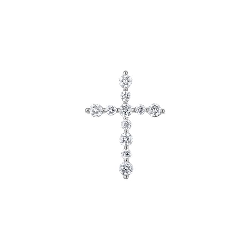 The 14k White Gold Trinity Cross Necklace with Diamonds. .25ctw