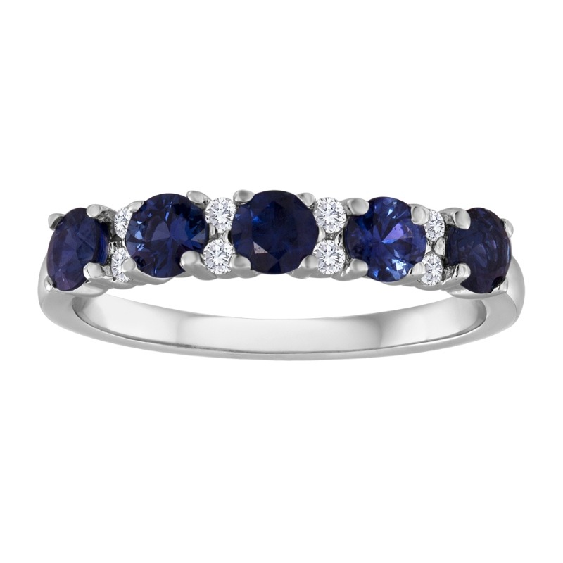 The Maiden Lane 1KT Diamond and Sapphire Ring in 14KT White Gold.