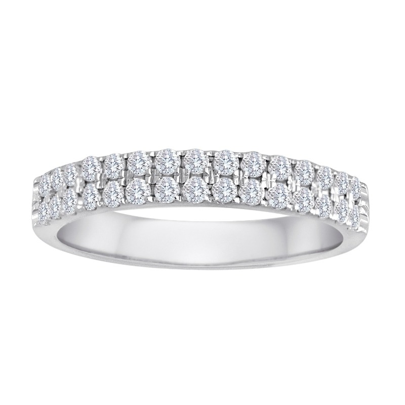 The Maiden Lane Dual-Row Diamond Ring in 14K White Gold (.50K Round Cut).