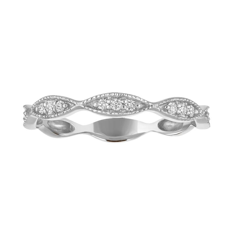 The 14k White Gold Stackable Broadway Ring with Diamonds. 0.10ctw