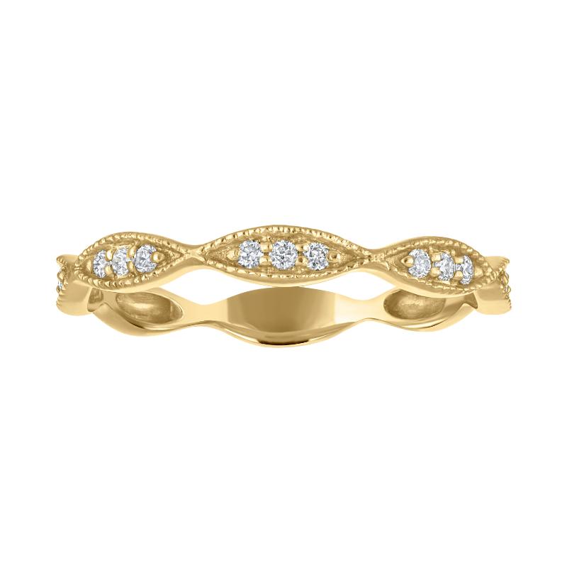 The 14k Yellow Gold Stackable Broadway Ring with Diamonds. 0.10ctw
