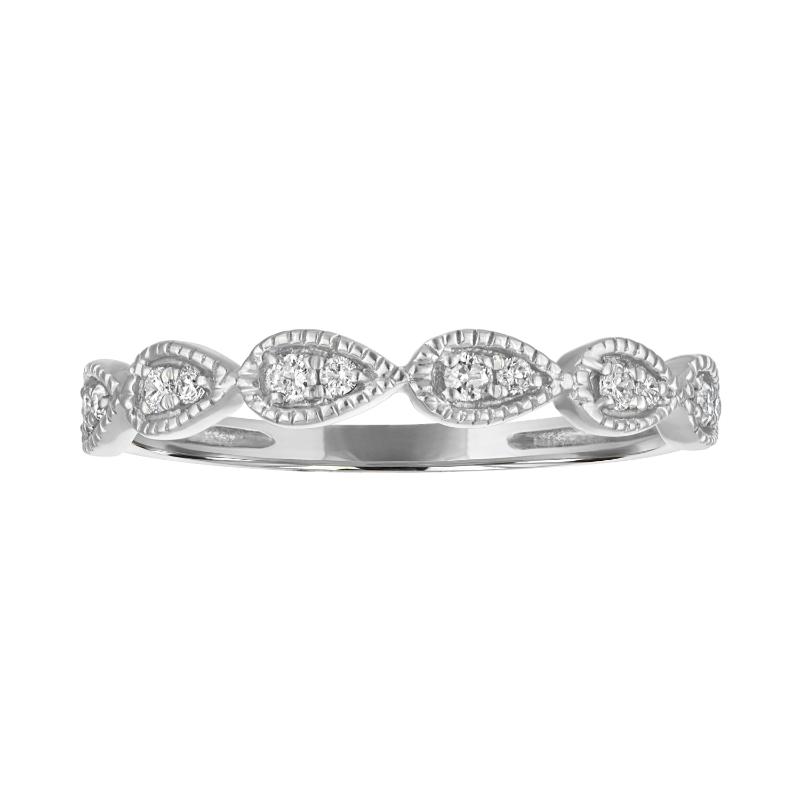 The 14k White Gold Stackable Broadway Ring with Diamonds. 0.12ctw