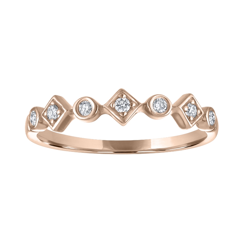 The Broadway Geometric Stackable Ring in 14k Rose Gold with Diamonds. 0.10ctw