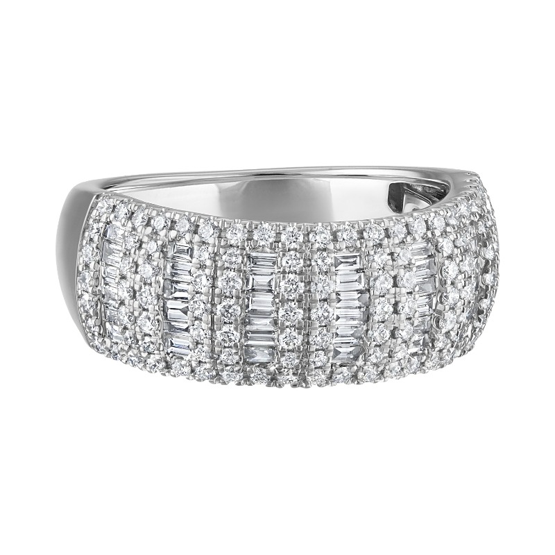 The Maiden Lane Pave Diamond Band in 14K White Gold (1K Round and Baguette Cuts).