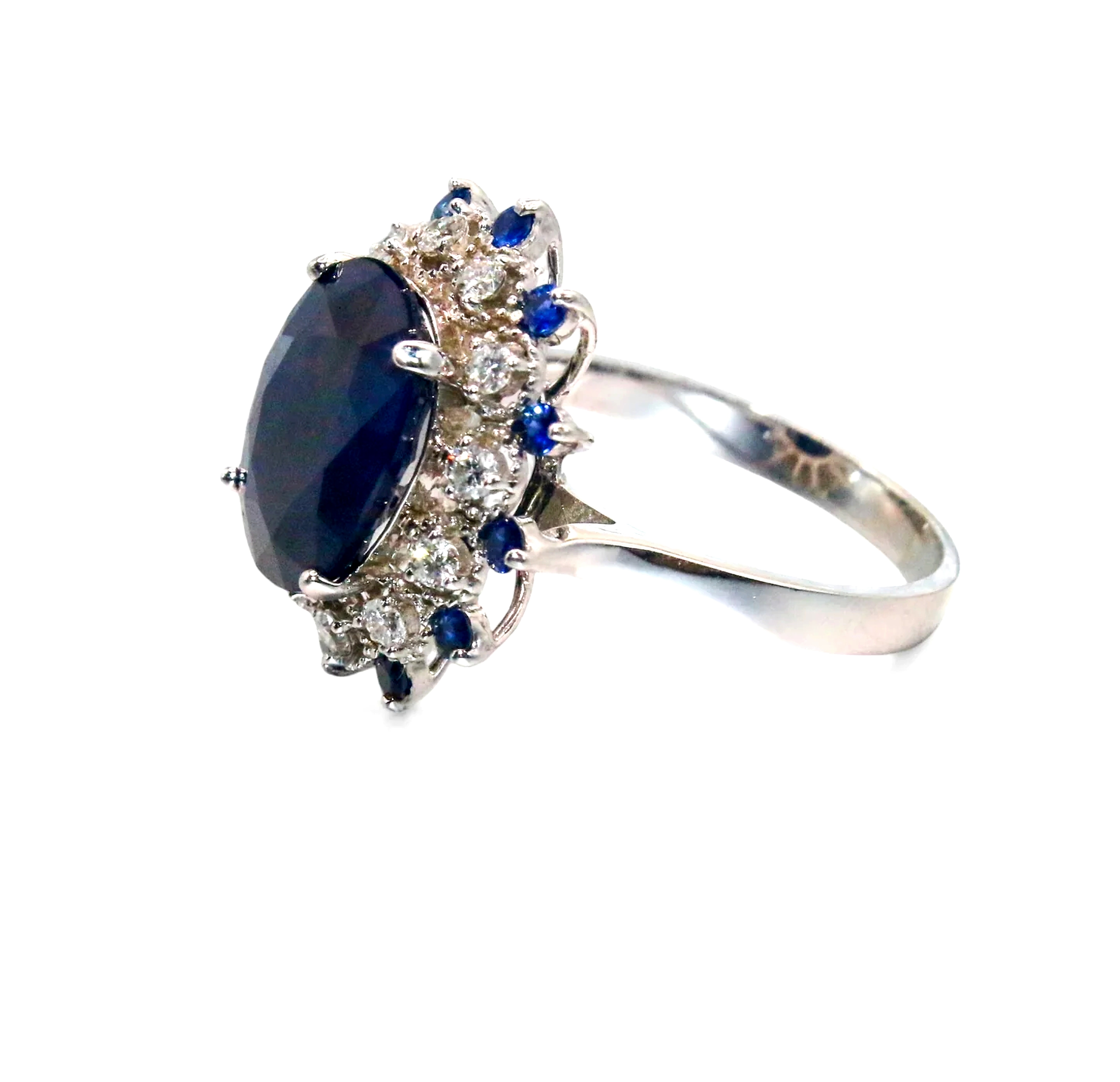 The Diana Sapphire and Diamond Heirloom Ring in 14KT White Gold (.75ctw)