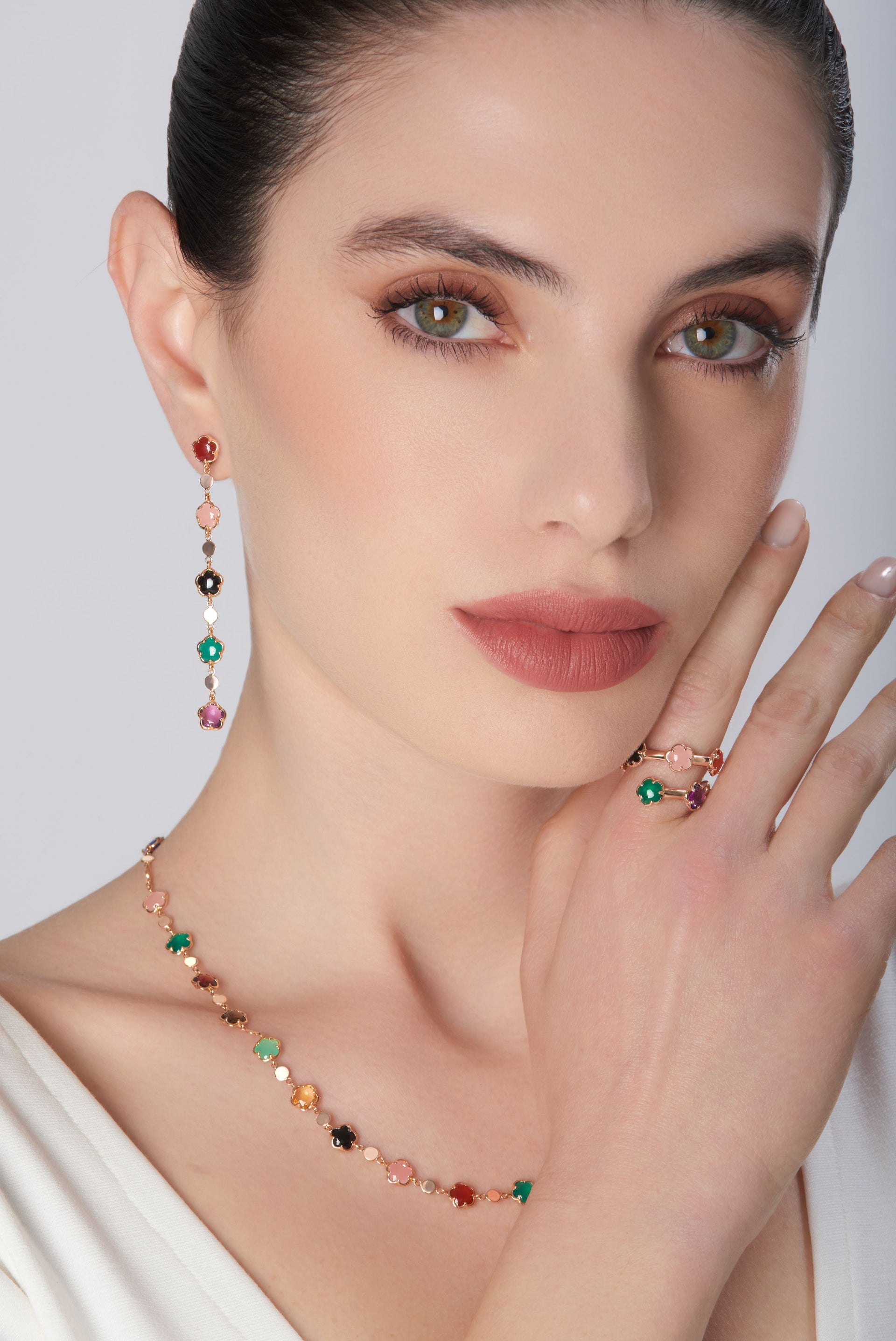 PASQUALE BRUNI 18K ROSE GOLD FIGLIA DEI FIORI GEMSTONE RING. 