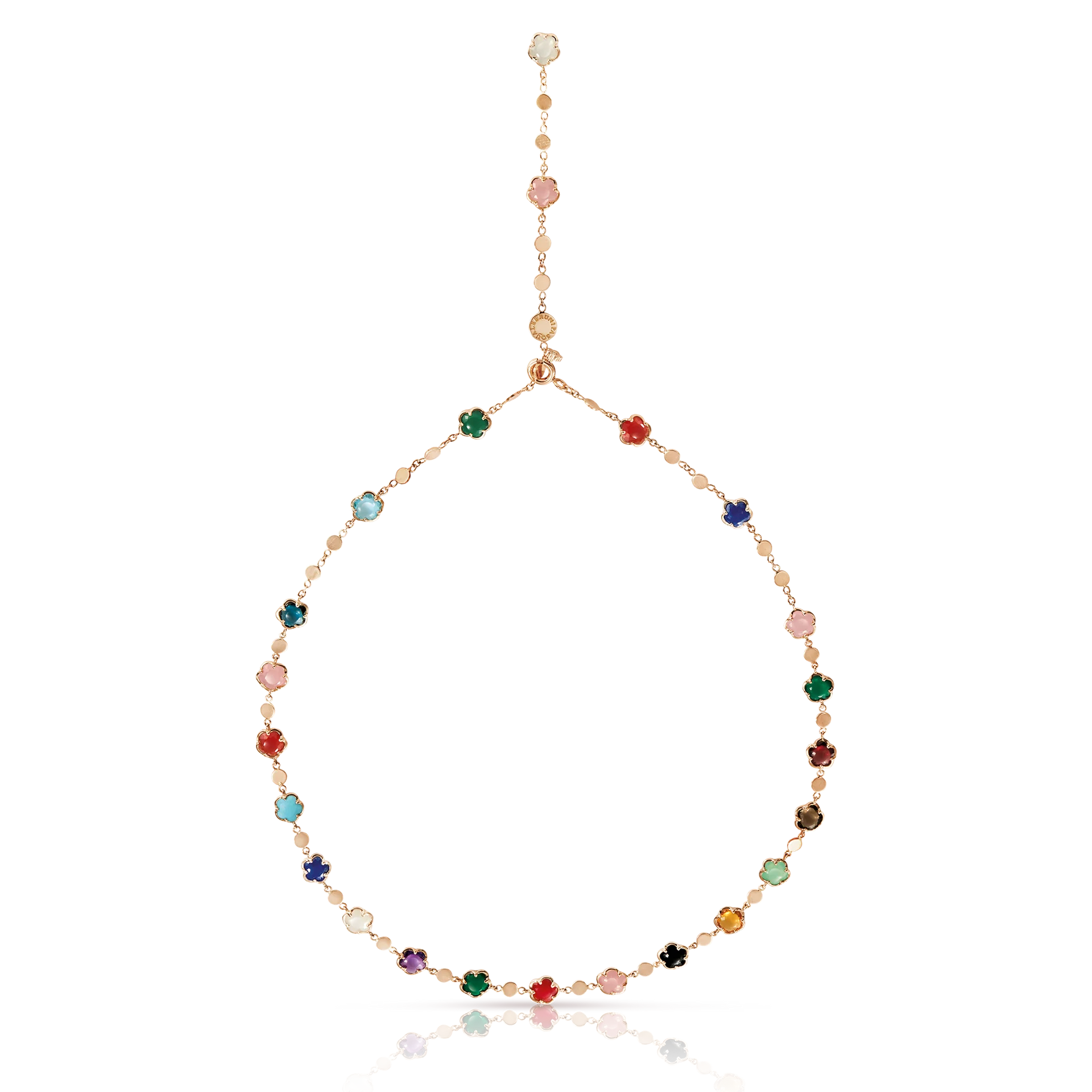 PASQUALE BRUNI 18K ROSE GOLD XCOLOR STONES FIGLIA DEI FIORI NECKLACE DIA-0.01. COLOR STONES -12.75 ,GLD-8.25