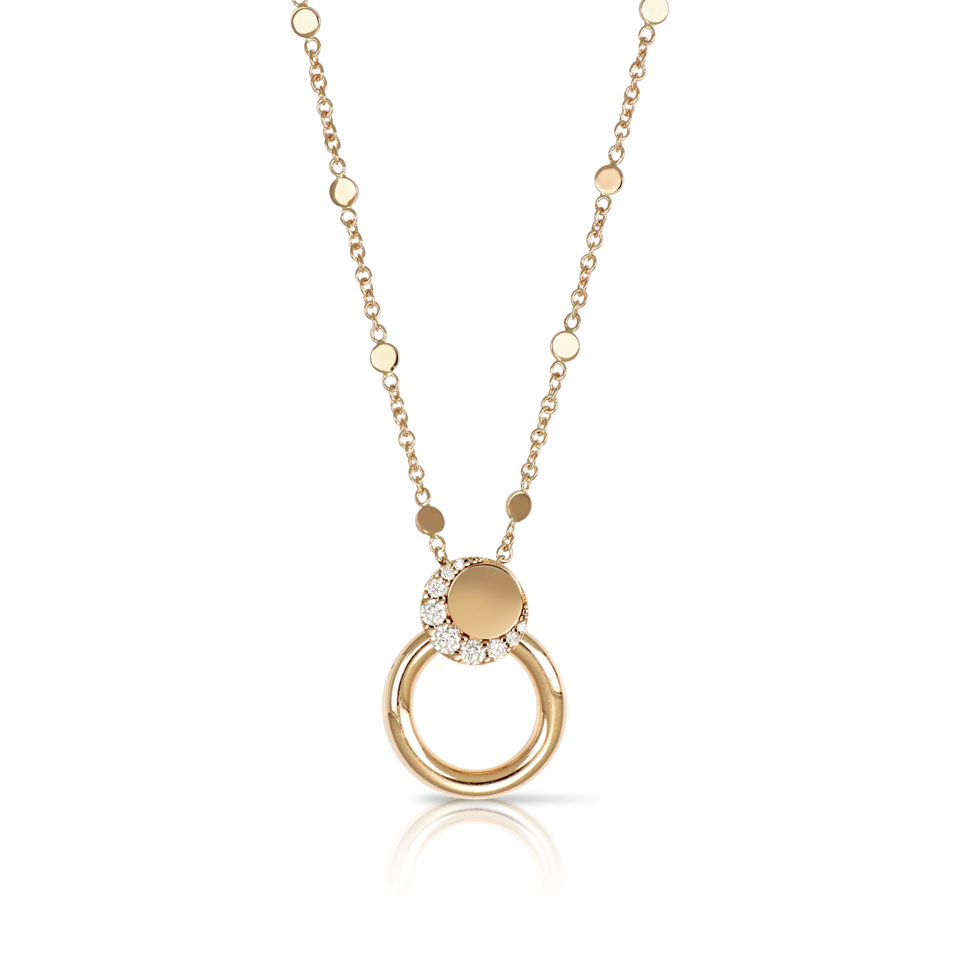 PASQUALE BRUNI 18K ROSE GOLD DIAMONDS ON THE CIRCLE LUCE NECKLACE DIA-0.21. GLD-6.20