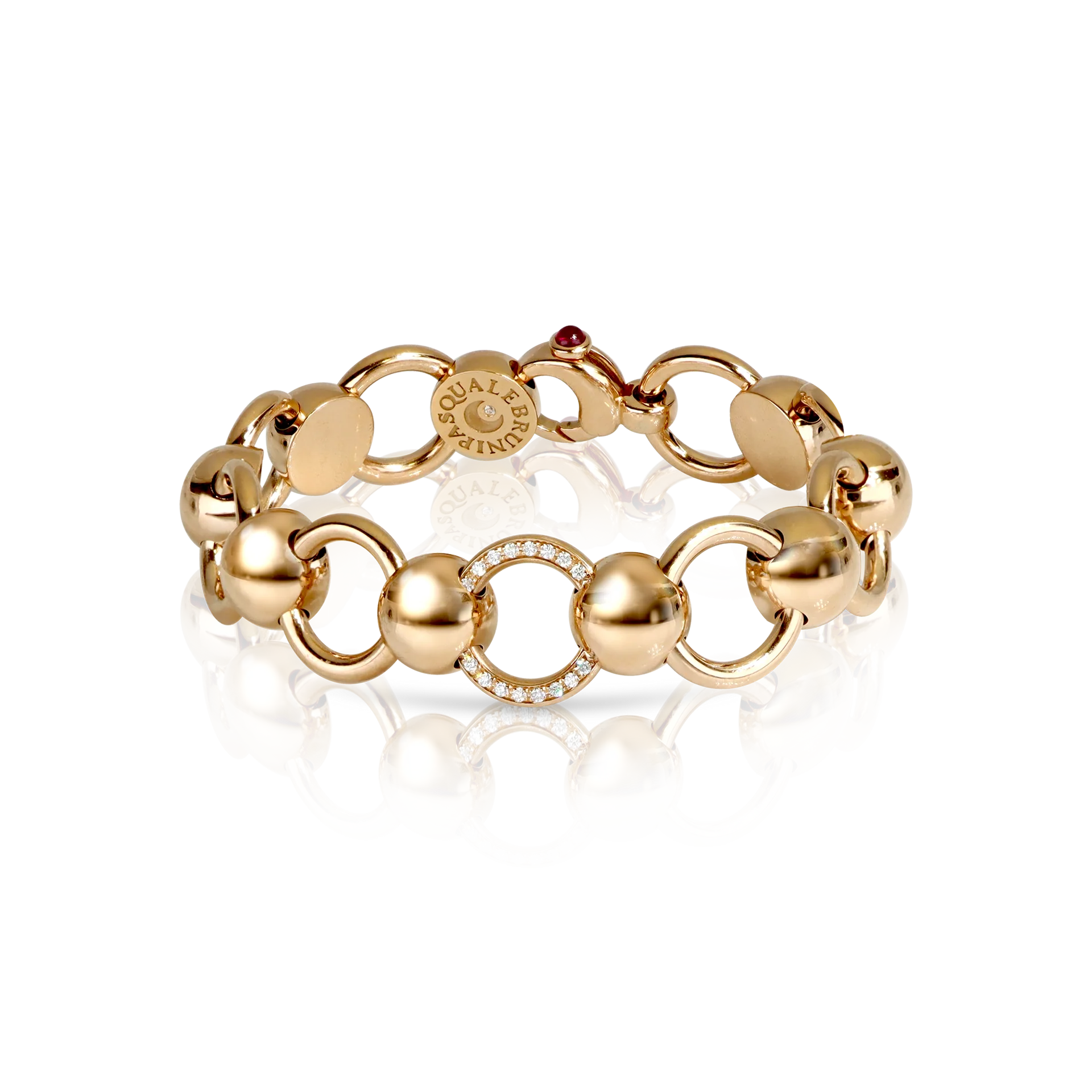 PASQUALE BRUNI 18K ROSE GOLD DIAMOND CIRCLE LUCE BRACELET DIA-0.16, RUB-0.18. GLD-29.24