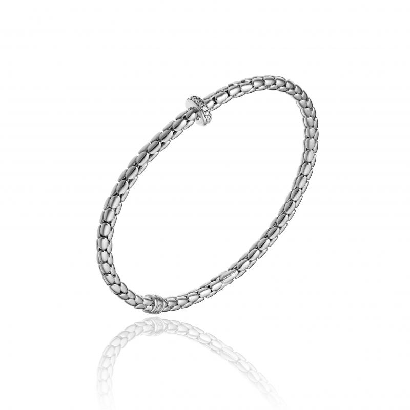 CHIMENTO 18K WHITE GOLD STRETCH SPRING BRACELET WITH DIAMOND RING