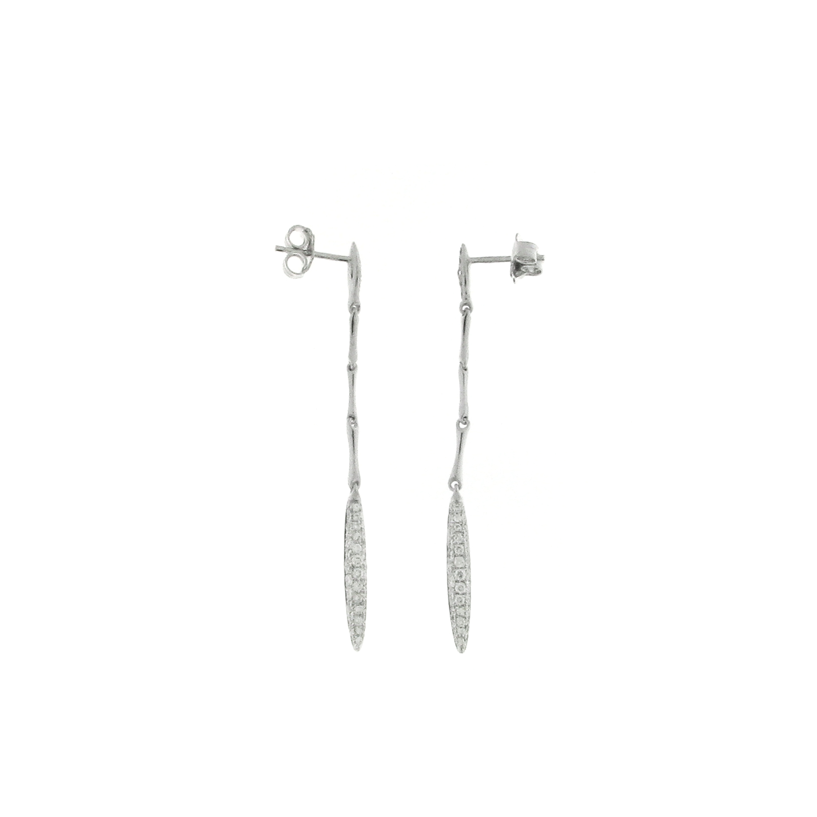 CHIMENTO WG HANGING THIN LINKS W/PAVE THIN OVAL DROP EARRINGS .72PTS.