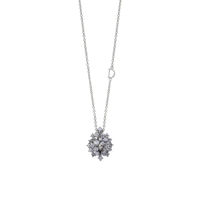 Damiani 18k Mimosa Diamond Cluster Necklace